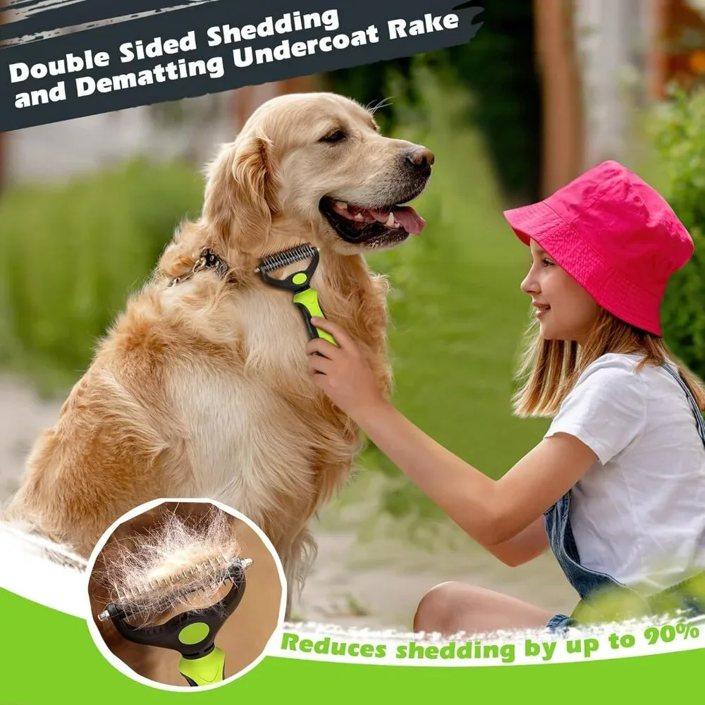 3PCS Self Cleaning Slicker Brush & Pet Grooming Rake & Bath Brush for Dogs,Cats